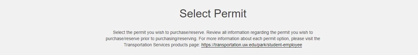 screen shot of customer portal select permit heading