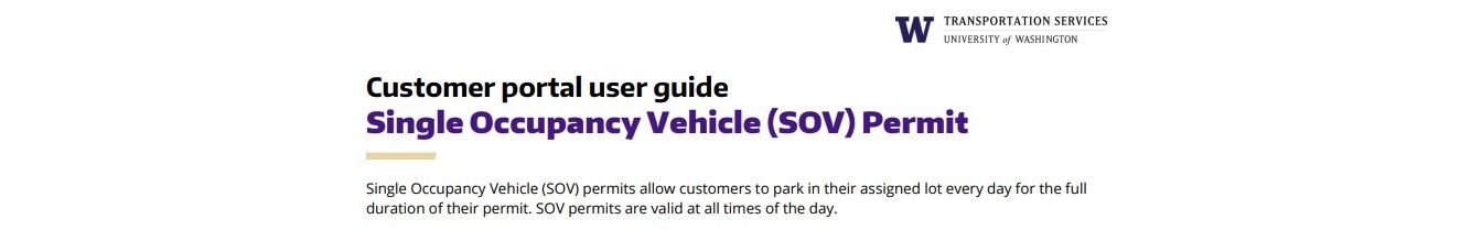 screenshot of customer portal guide pdf for single occupancy vehicle (sov) permits