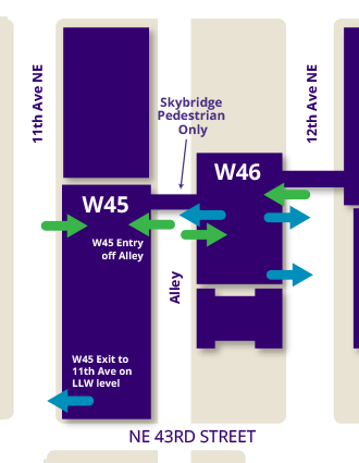 map of uw tower garages w45 and w46
