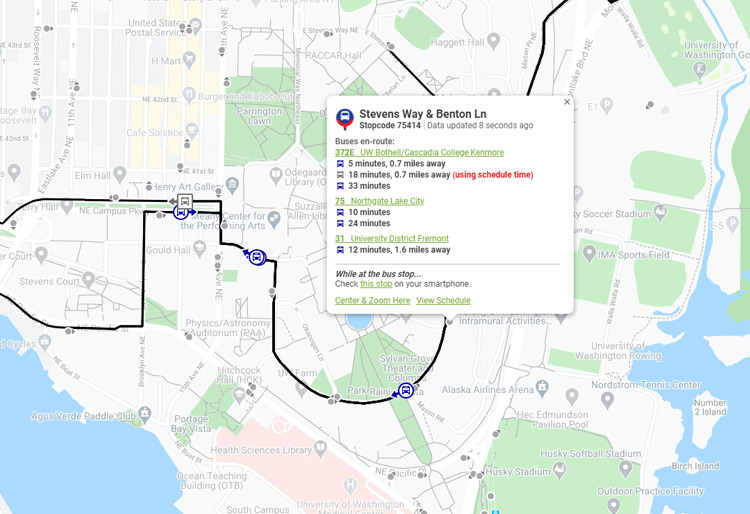map of campus bus stops