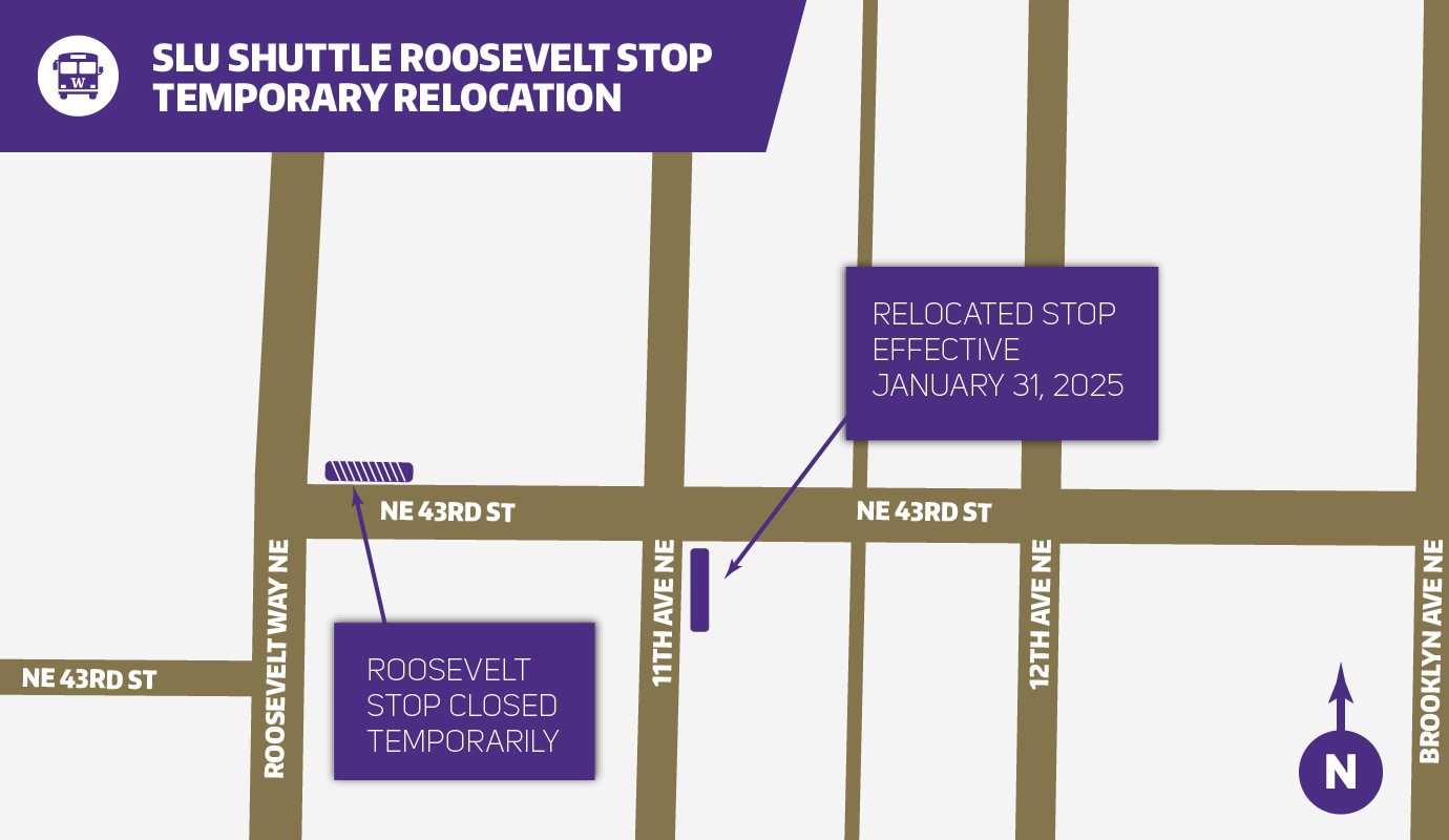 slu shuttle roosevelt stop relocation to southeast corner of 11th ave and 43rd effective january 31, 2025