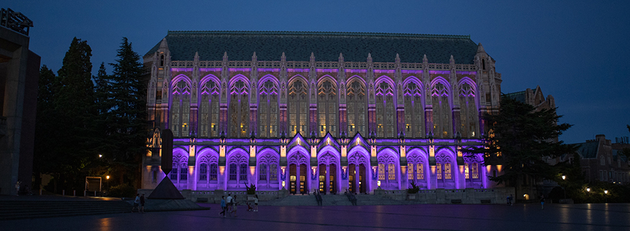 Suzzallo Library at night