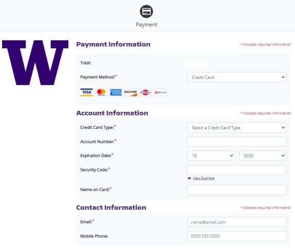screenshot of of payment information screen with credit card information fields; return policy with acknowledgment statement check box highlighted with arrow pointing to it, above a Cancel button and Continue button