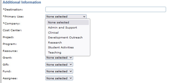 screen shot of reservation system