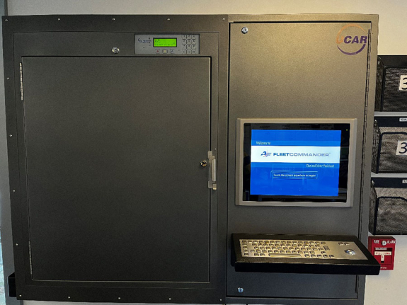 a closed key manager locker with screen display, keyboard and mouse roller ball