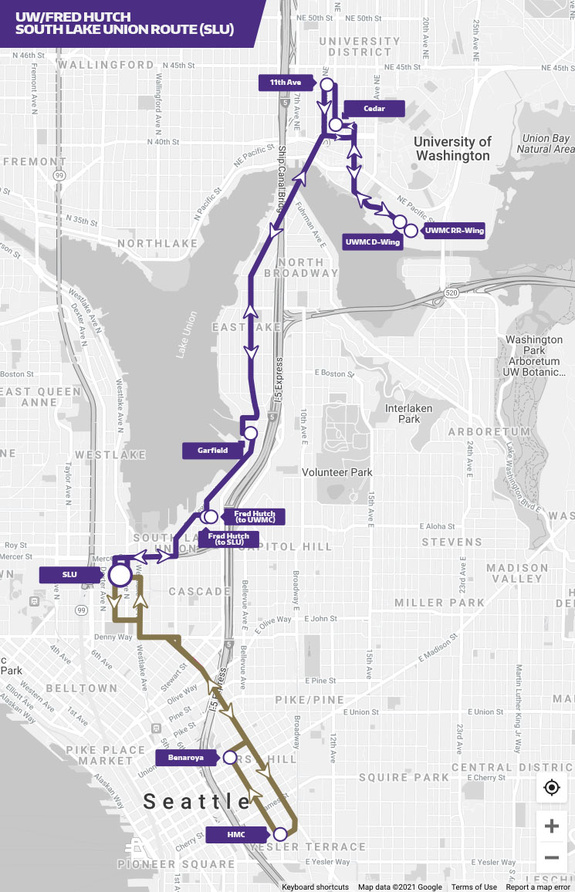 Route map for SLU shuttle