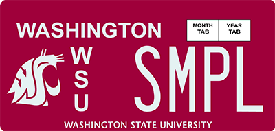 Image of Washington State University license plate