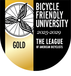 Logo for Bicycle Friendly University, Gold level, 2025-2029, The League of American Bicyclists 