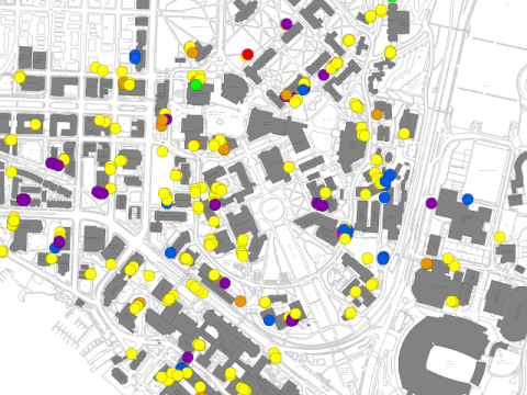 map of loading zones on campus