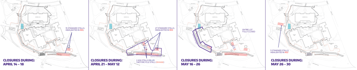 Graphic showing phased construction in lot C10 of UW Seattle campus