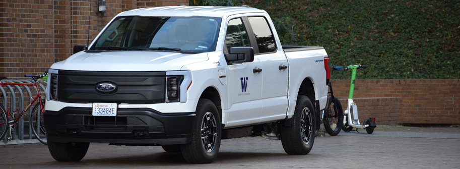 ford f150 electric truck in red square