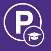 parking P symbol with graduation cap inside